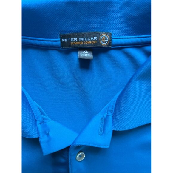 Peter Millar Summer Comfort Solid Wicking Polo in Jasper Blue SZ XL - Picture 3 of 8